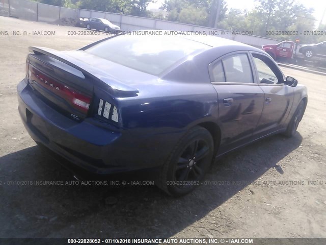 2C3CDXDTXDH571869 - 2013 DODGE CHARGER R/T BLUE photo 4