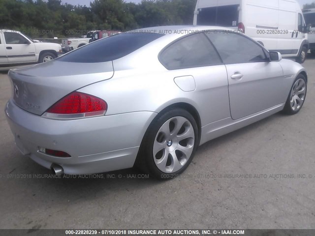 WBAEH73415B191295 - 2005 BMW 645 CI AUTOMATIC SILVER photo 4