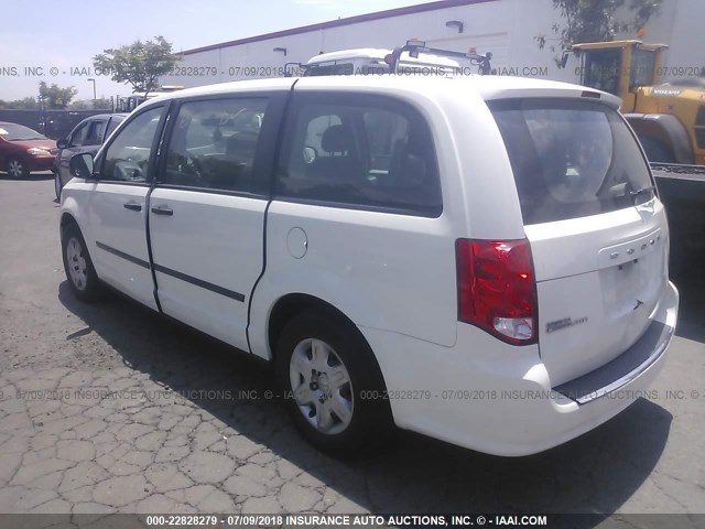 2C4RDGBG3DR682026 - 2013 DODGE GRAND CARAVAN SE WHITE photo 3