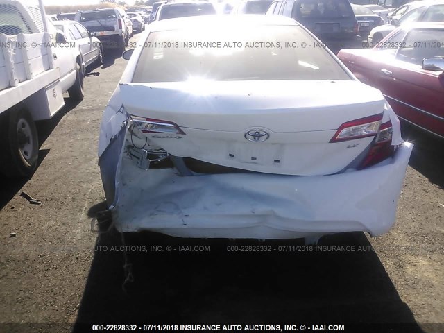 4T4BF1FKXDR295226 - 2013 TOYOTA CAMRY L/SE/LE/XLE WHITE photo 6