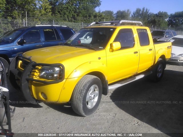 1N6ED27Y82C334034 - 2002 NISSAN FRONTIER CREW CAB XE/CREW CAB SE YELLOW photo 2