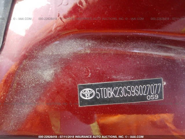 5TDBK23C59S027077 - 2009 TOYOTA SIENNA LE MAROON photo 9