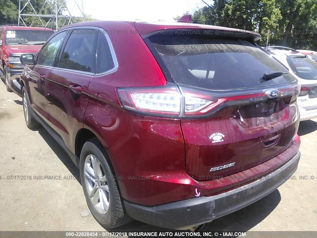 2FMTK4J93FBB80265 - 2015 FORD EDGE SEL RED photo 3