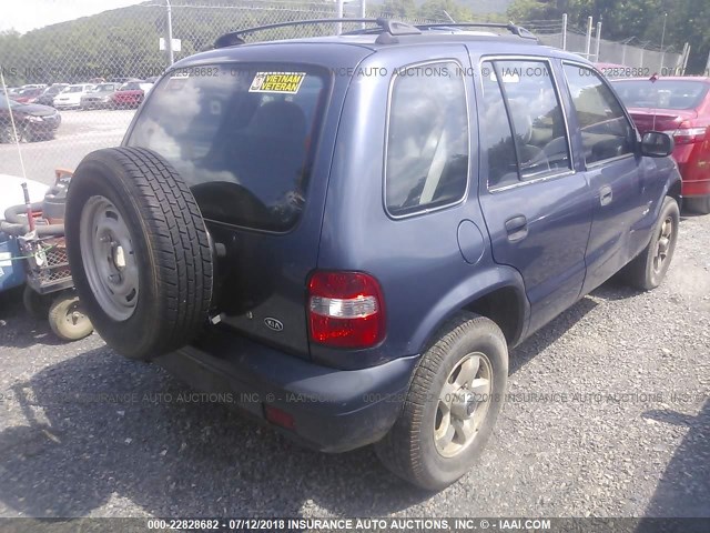 KNDJA723215090693 - 2001 KIA SPORTAGE BLUE photo 4