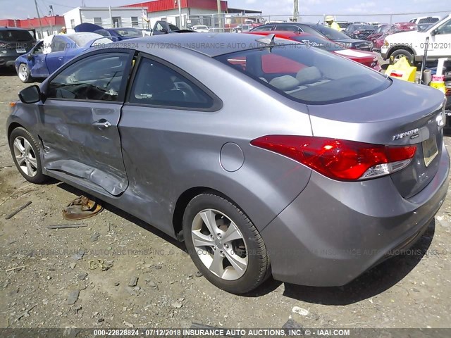 KMHDH6AEXDU009791 - 2013 HYUNDAI ELANTRA COUPE GS/SE SILVER photo 3