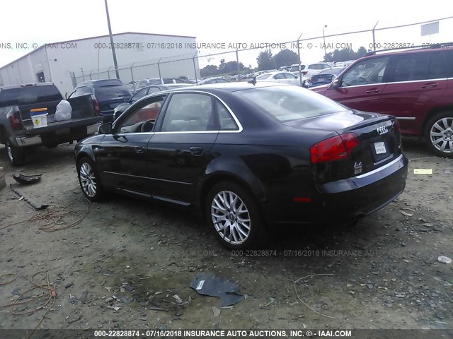 WAUAF78E48A148134 - 2008 AUDI A4 2.0T BLACK photo 3