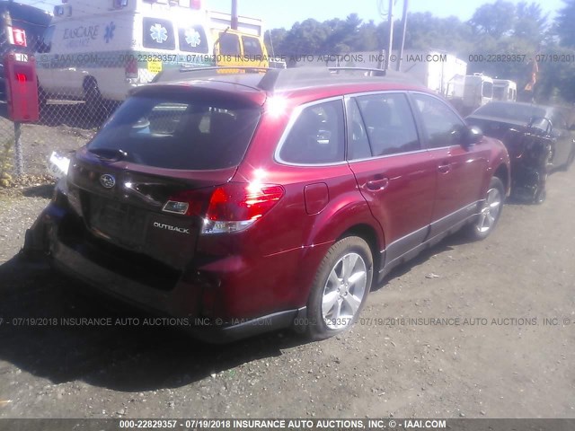 4S4BRBAC5E3306728 - 2014 SUBARU OUTBACK 2.5I RED photo 4