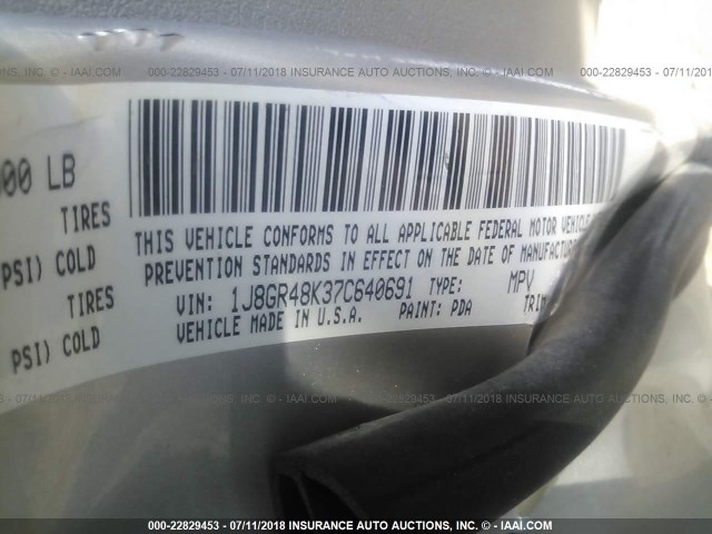 1J8GR48K37C640691 - 2007 JEEP GRAND CHEROKEE LAREDO/COLUMBIA/FREEDOM 棕色 照片 9