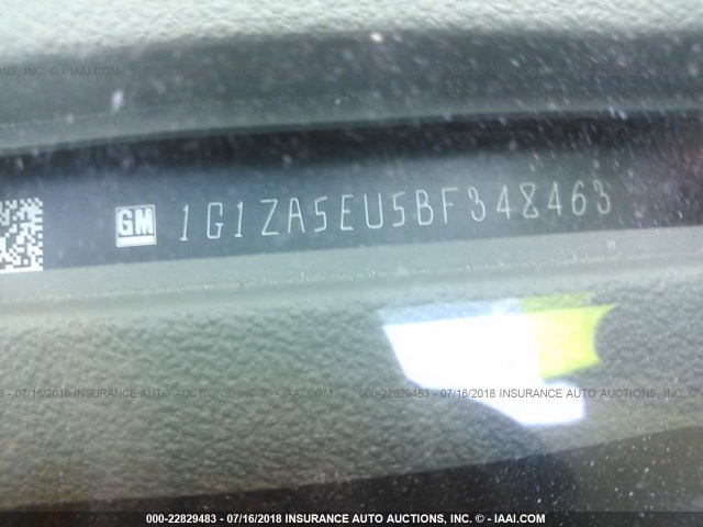 1G1ZA5EU5BF348463 - 2011 CHEVROLET MALIBU LS ნაცრისფერი ფოტო 9