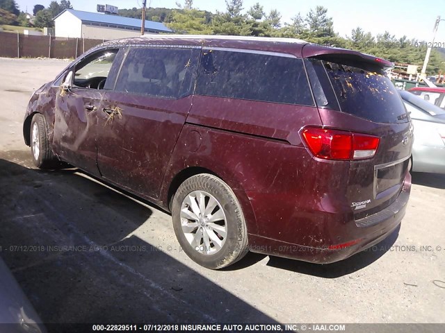 KNDMC5C10F6055192 - 2015 KIA SEDONA EX/SX MAROON photo 3