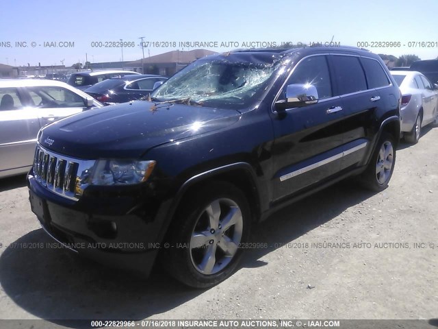 1C4RJFCG5DC522692 - 2013 JEEP GRAND CHEROKEE OVERLAND BLACK photo 2