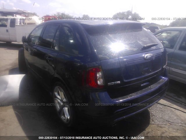 2FMDK4AK4BBA03659 - 2011 FORD EDGE SPORT Dark Blue photo 3