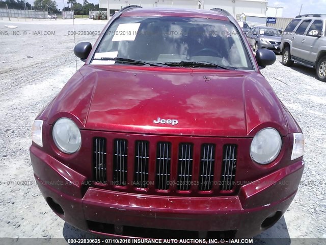1J8FT47W77D429750 - 2007 JEEP COMPASS RED photo 6