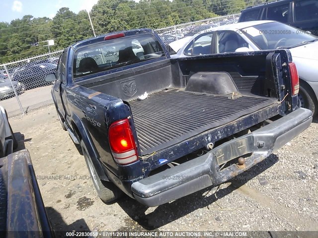 1D7HL12X23S177156 - 2003 DODGE DAKOTA SXT BLUE photo 3