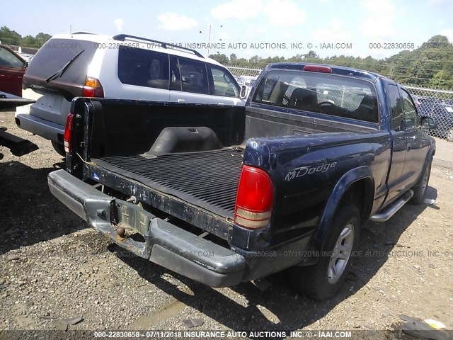 1D7HL12X23S177156 - 2003 DODGE DAKOTA SXT BLUE photo 4