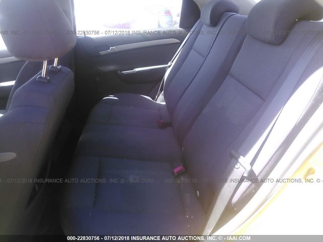 KL1TD56687B111248 - 2007 CHEVROLET AVEO LS YELLOW photo 8