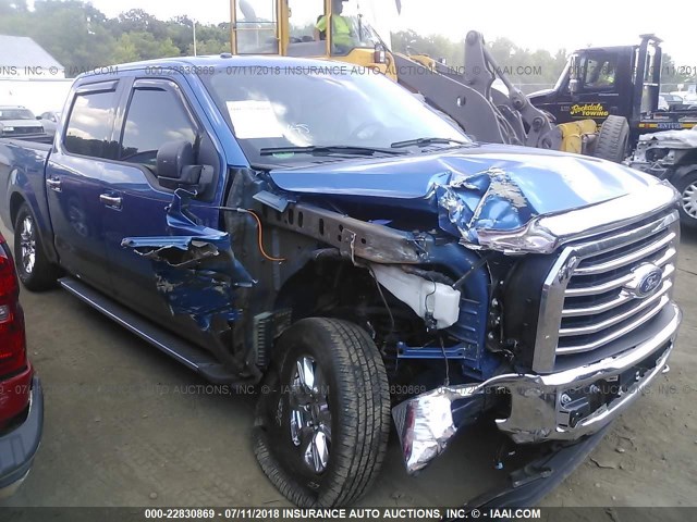 1FTEW1EP0FFC48058 - 2015 FORD F150 SUPERCREW BLUE photo 1