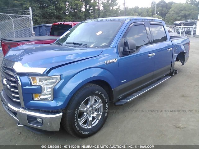 1FTEW1EP0FFC48058 - 2015 FORD F150 SUPERCREW BLUE photo 2