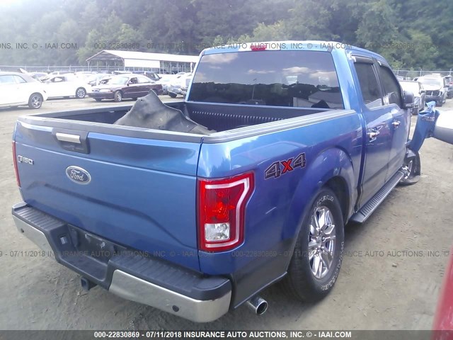 1FTEW1EP0FFC48058 - 2015 FORD F150 SUPERCREW BLUE photo 4