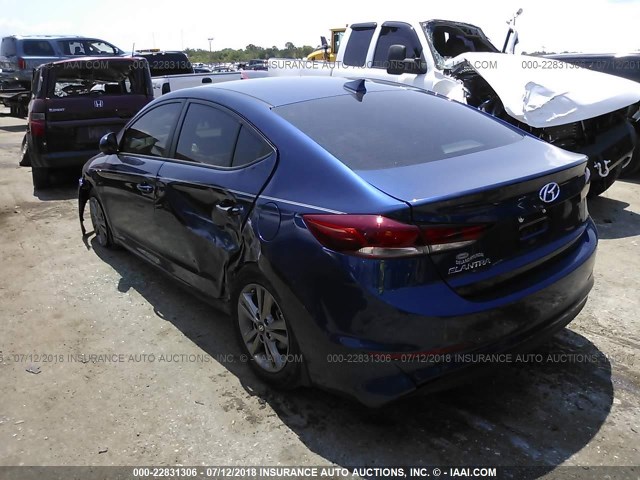 5NPD84LFXJH322019 - 2018 HYUNDAI ELANTRA SEL/VALUE/LIMITED BLUE photo 3