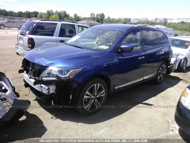 5N1DR2MM4HC674593 - 2017 NISSAN PATHFINDER S/SV/SL/PLATINUM 蓝色 照片 2