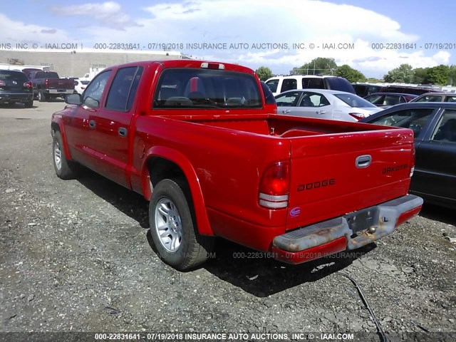 1D7HL38K64S602595 - 2004 DODGE DAKOTA QUAD SPORT RED photo 3