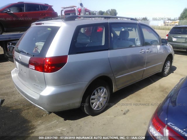 5TDZA23CX5S364341 - 2005 TOYOTA SIENNA CE/LE SILVER photo 4