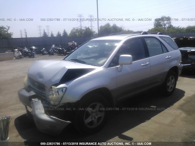 JTJHF10U120278545 - 2002 LEXUS RX 300 SILVER photo 2