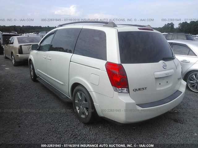 5N1BV28U46N125863 - 2006 NISSAN QUEST S/SE/SL WHITE photo 3