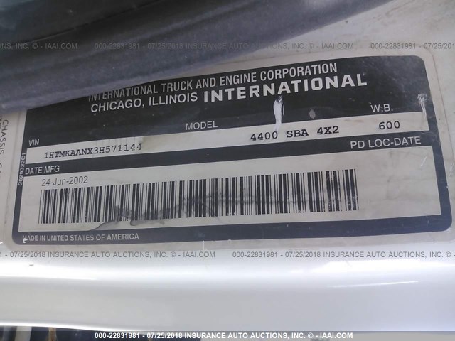 1HTMKAANX3H571144 - 2003 INTERNATIONAL 4000 4400 BLUE photo 10