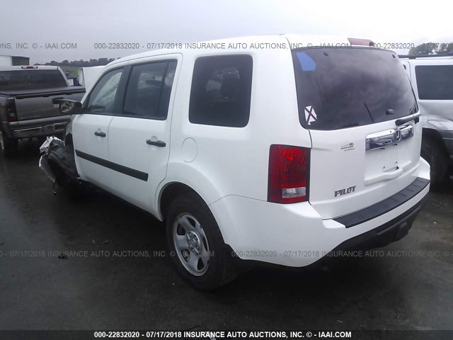 5FNYF3H2XEB005028 - 2014 HONDA PILOT LX WHITE photo 3