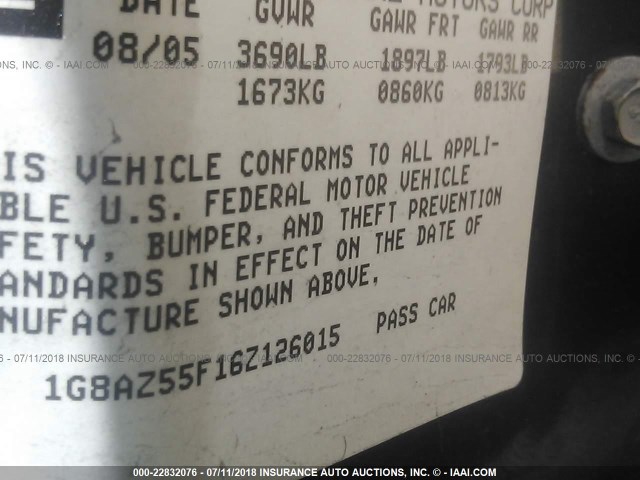 1G8AZ55F16Z126015 - 2006 SATURN ION LEVEL 2 BURGUNDY photo 9