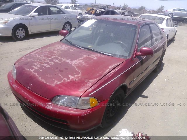 JHMEH9697PS010529 - 1993 HONDA CIVIC EX/EX-V BURGUNDY photo 2