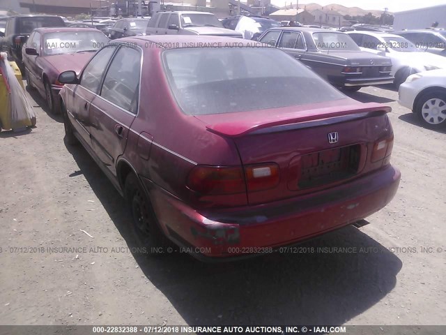 JHMEH9697PS010529 - 1993 HONDA CIVIC EX/EX-V BURGUNDY photo 3