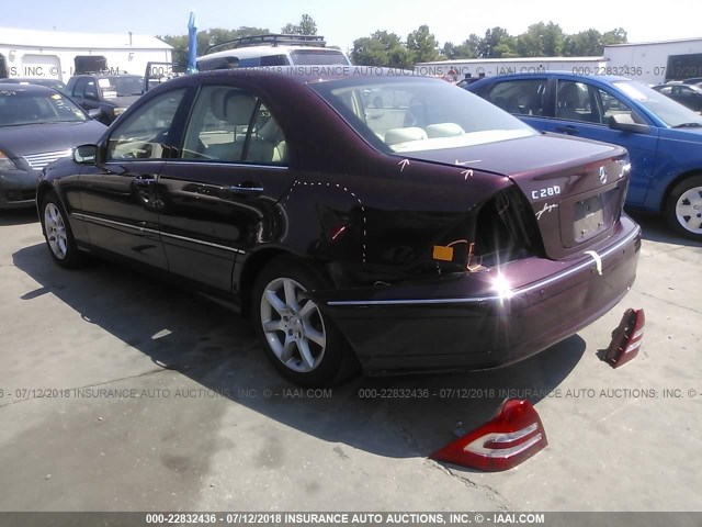 WDBRF92H57F895763 - 2007 MERCEDES-BENZ C 280 4MATIC MAROON photo 3