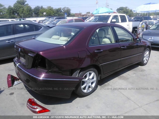 WDBRF92H57F895763 - 2007 MERCEDES-BENZ C 280 4MATIC MAROON photo 4