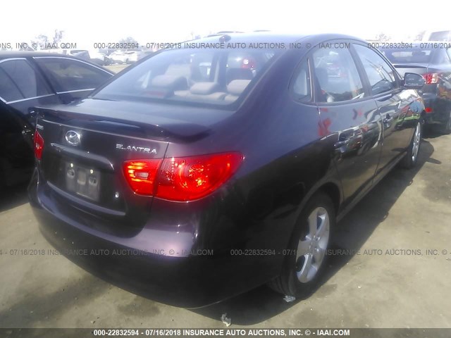 KMHDU46DX8U581014 - 2008 HYUNDAI ELANTRA GLS/SE/LIMITED PURPLE photo 4