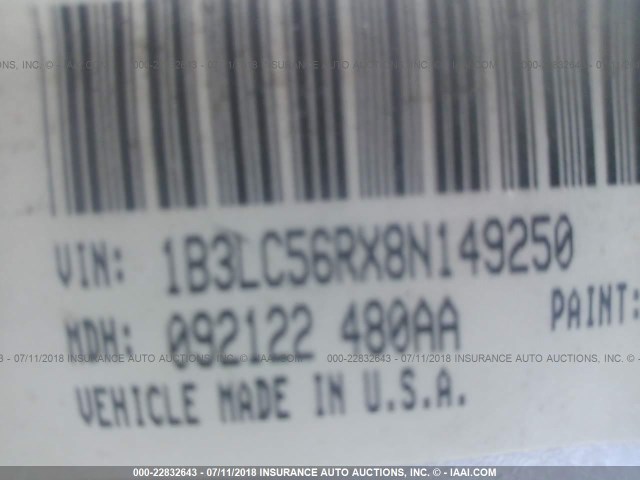 1B3LC56RX8N149250 - 2008 DODGE AVENGER SXT GRAY photo 9