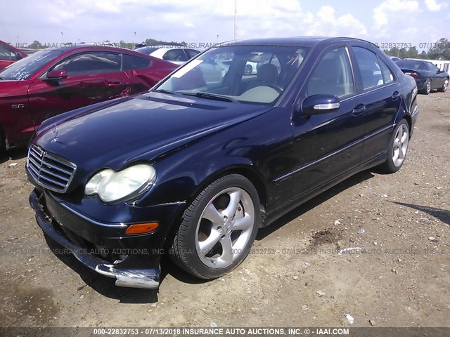 WDBRF40J75A818718 - 2005 MERCEDES-BENZ C 230K SPORT SEDAN BLUE photo 2