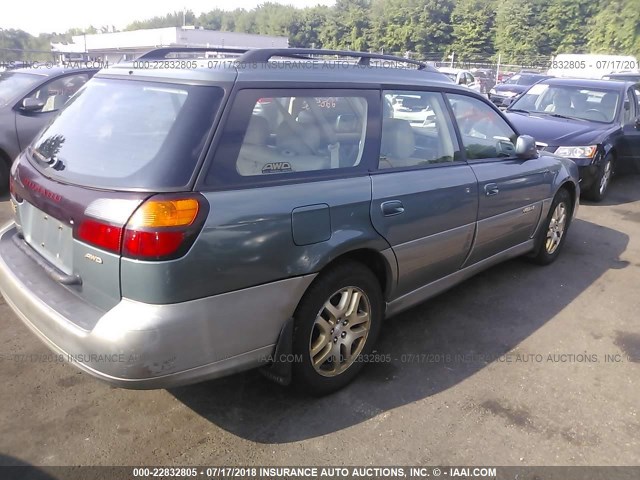 4S3BH686317621481 - 2001 SUBARU LEGACY OUTBACK LIMITED GREEN photo 4