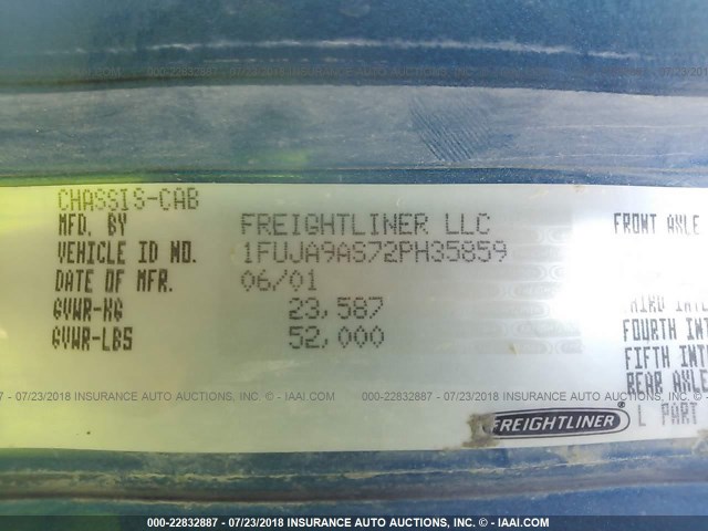 1FUJA9AS72PH35859 - 2002 FREIGHTLINER CONVENTIONAL ST112 BLUE photo 10