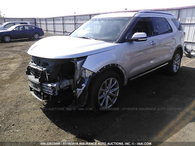 1FM5K8F88GGC27171 - 2016 FORD EXPLORER LIMITED SILVER photo 2