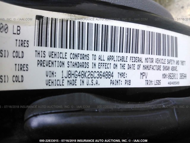 1J8HG48K26C364884 - 2006 JEEP COMMANDER 黑色 照片 9