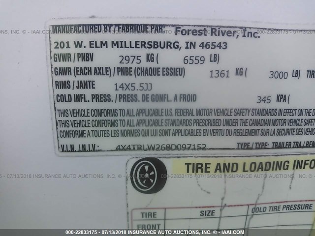 4X4TRLW268D097152 - 2008 FOREST RIVER ROCKWOOD ROO  白色 照片 9