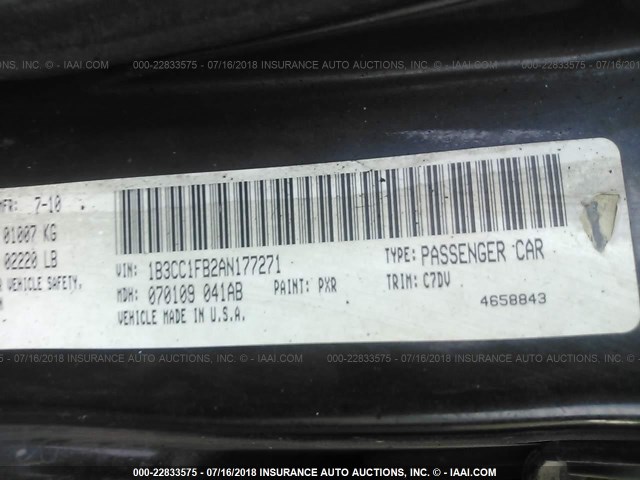 1B3CC1FB2AN177271 - 2010 DODGE AVENGER EXPRESS 黑色 照片 9