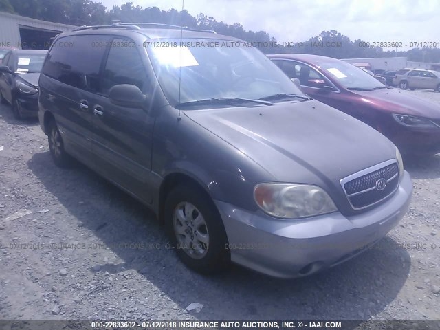 KNDUP131546550594 - 2004 KIA SEDONA EX/LX GRAY photo 1