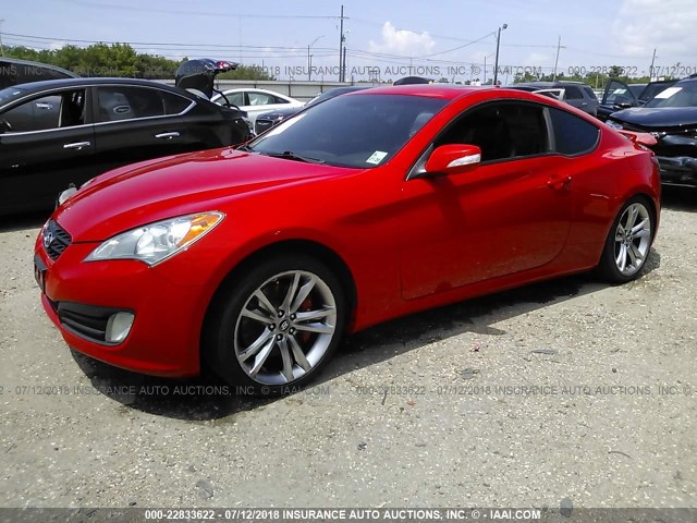 KMHHU6KH6BU042919 - 2011 HYUNDAI GENESIS COUPE 3.8L RED photo 2