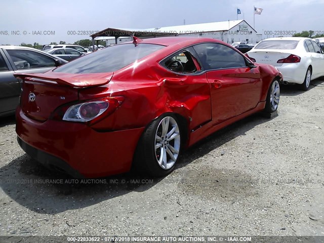 KMHHU6KH6BU042919 - 2011 HYUNDAI GENESIS COUPE 3.8L RED photo 4