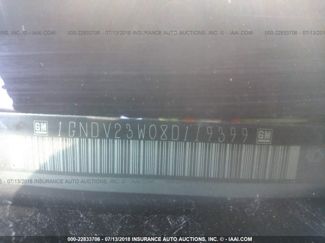 1GNDV23W08D119399 - 2008 CHEVROLET UPLANDER LS SILVER photo 9