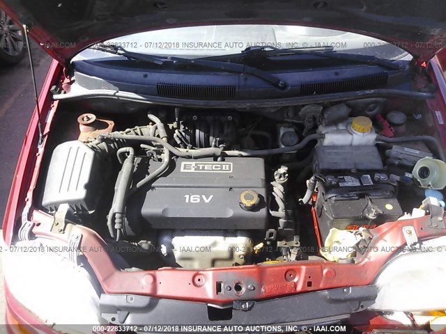 KL1TD666X8B058107 - 2008 CHEVROLET AVEO LS RED photo 10